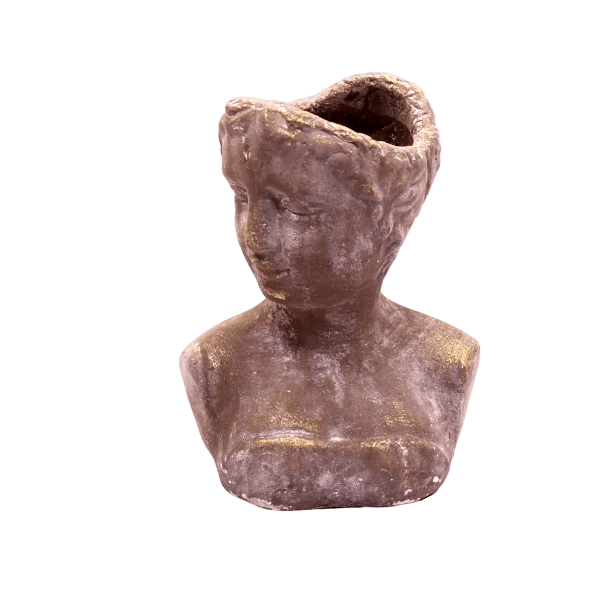 Small Grey & Gold Female Bust Planter