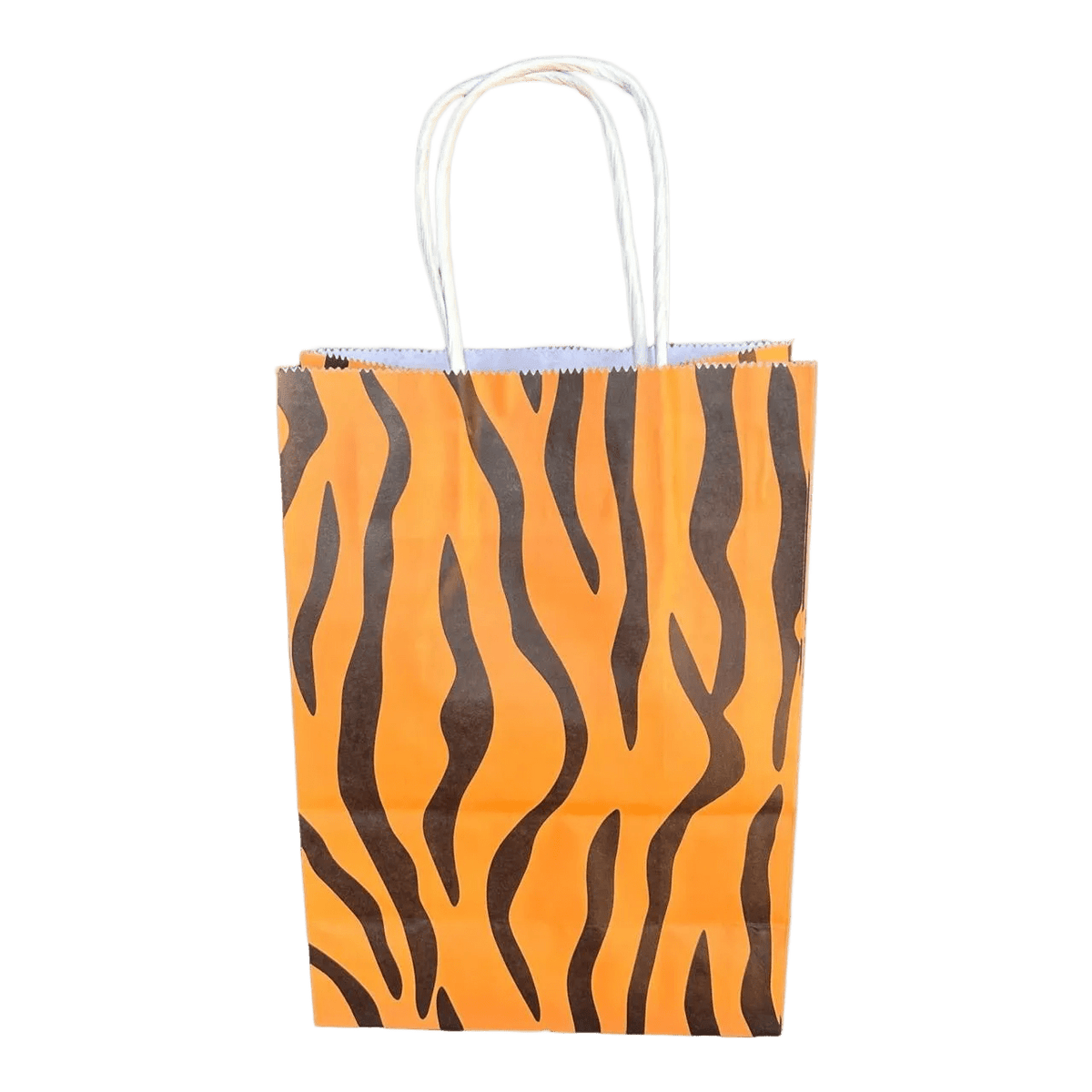Small Paper Giftbags Pack of 12 - Orange Tiger Print