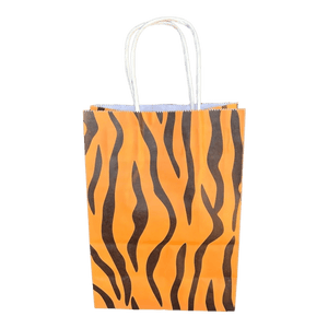 Small Paper Giftbags Pack of 12 - Orange Tiger Print