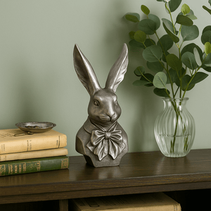 Small Silver Gentleman Bunny Bust - Future Decor