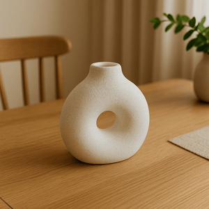 Small White Ceramic Doughnut Vase - Future Decor