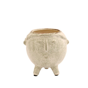 Small White Ceramic Face Planter - Future Decor