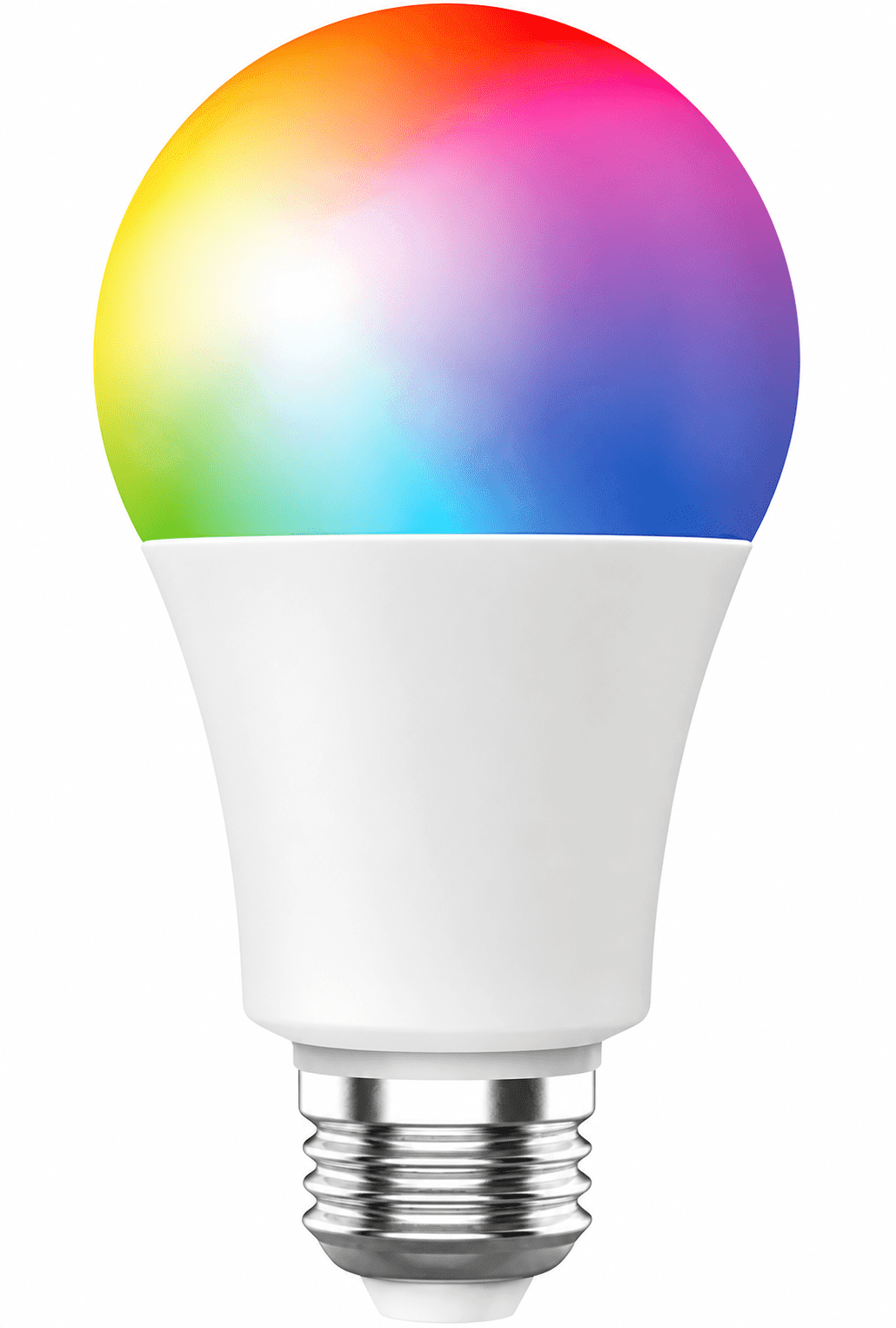 Smart LED RGBW A60 globe bulb on a white background