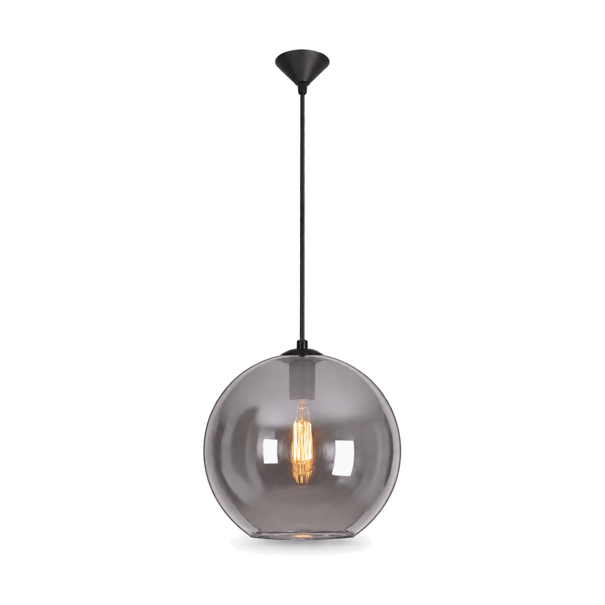 Smoke glass pendant light, transparent background