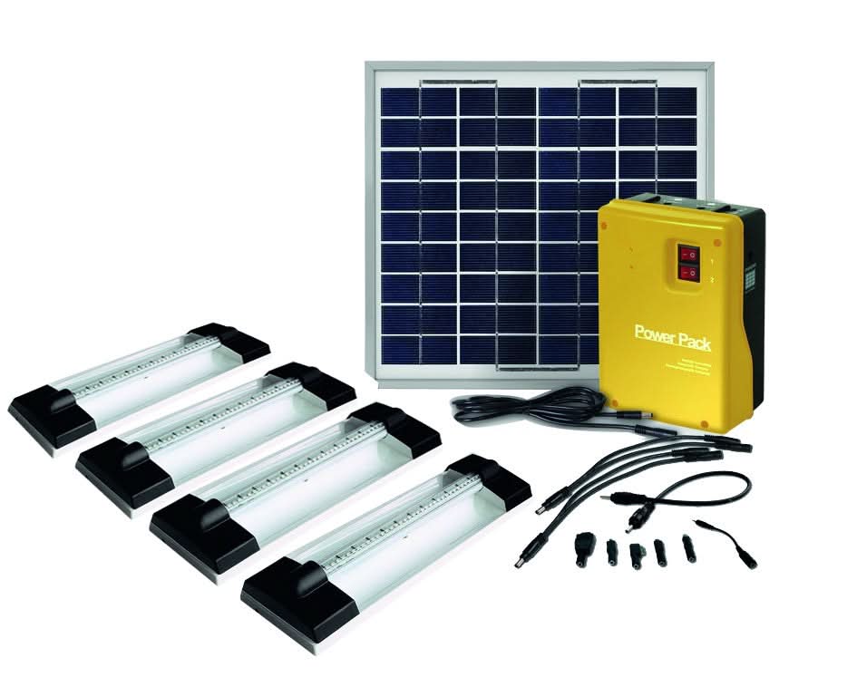 Solar house lighting kit with four lights