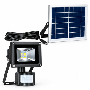 Solar LED floodlight kit on white background