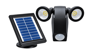 Solar LED spotlight 3.6W with PIR sensor and separate solar panel, transparent background