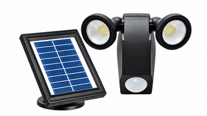 Solar LED spotlight 3.6W with PIR sensor and separate solar panel on white background