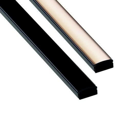 LED Extrusion with Frosted Cover - Black A6 Profile (2m Complete)