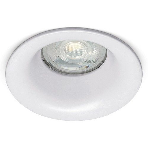 White recessed ceiling light on a white background