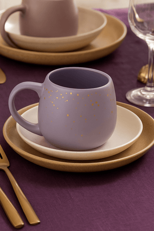 Speckled Elegance Ceramic Mug in Gold and Purple - Future Decor