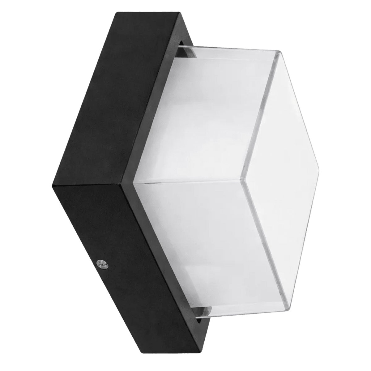 Square black 12W IP54 outdoor LED wall light, cool white, transparent background