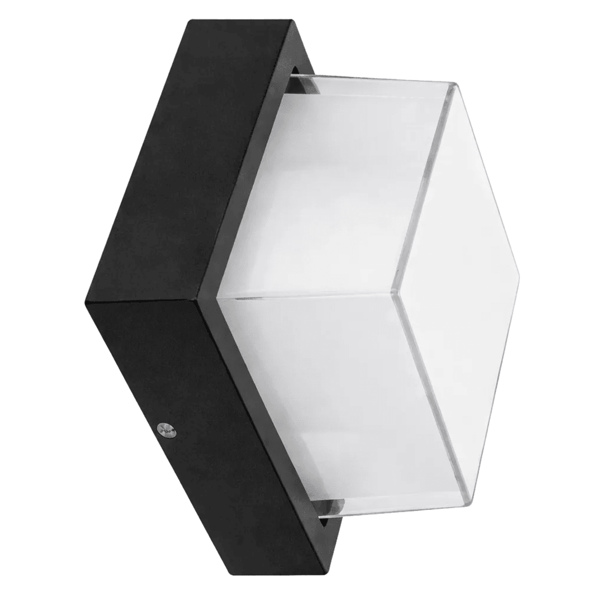 Square black 12W IP54 outdoor LED wall light, cool white, white background