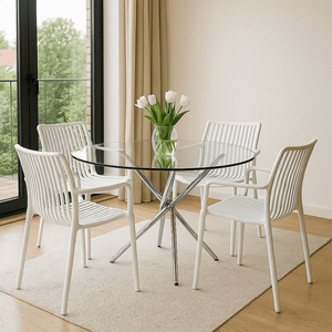 Stackable White Weaved Seat Chair - Future Decor