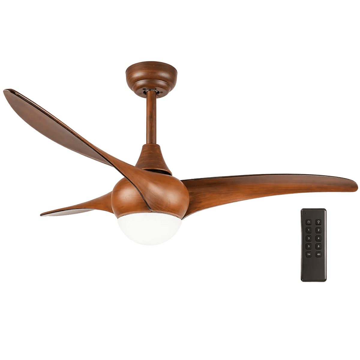Steel & Acrylic LED Ceiling Fan with Wood Finish