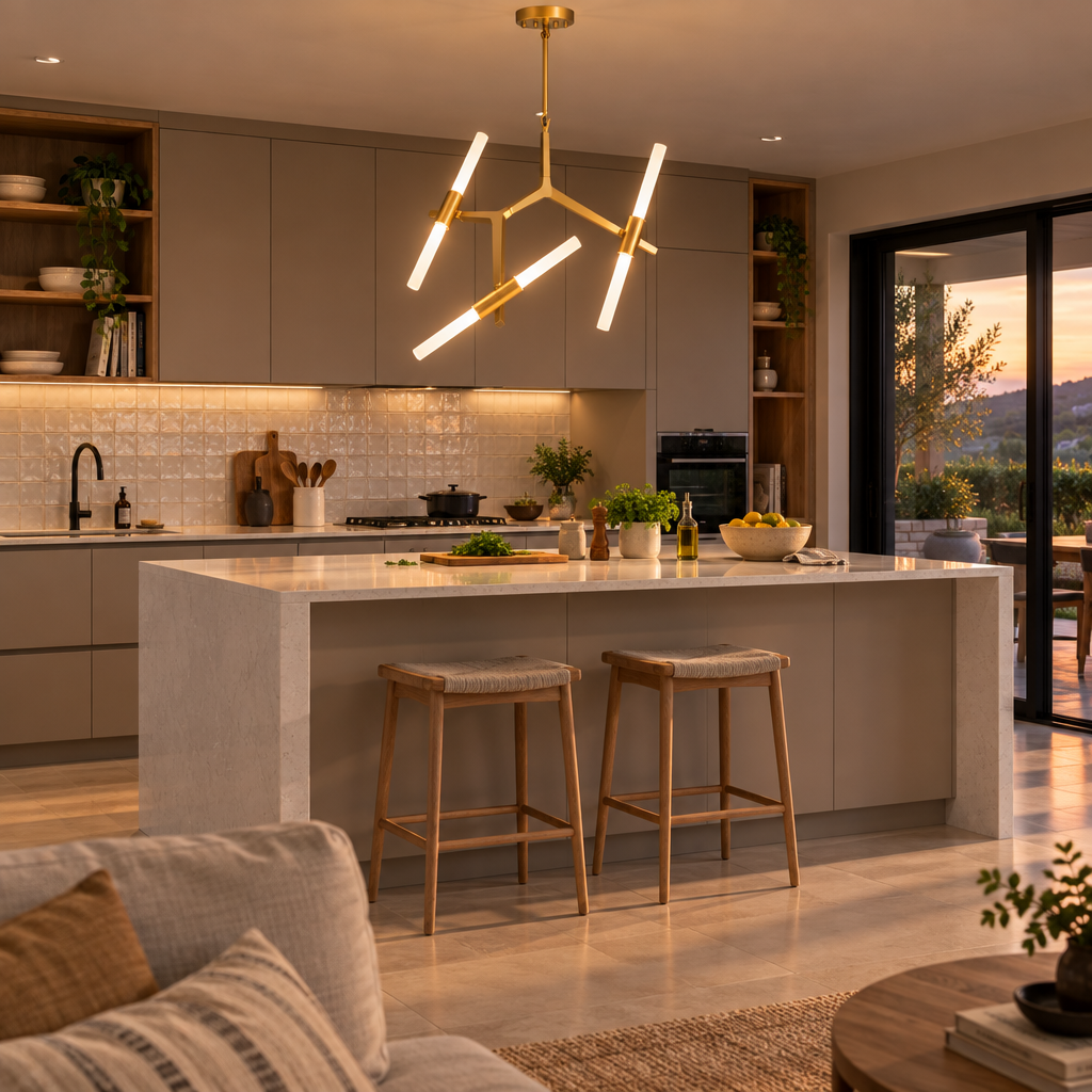 Saber 6 Gold Pendant Light