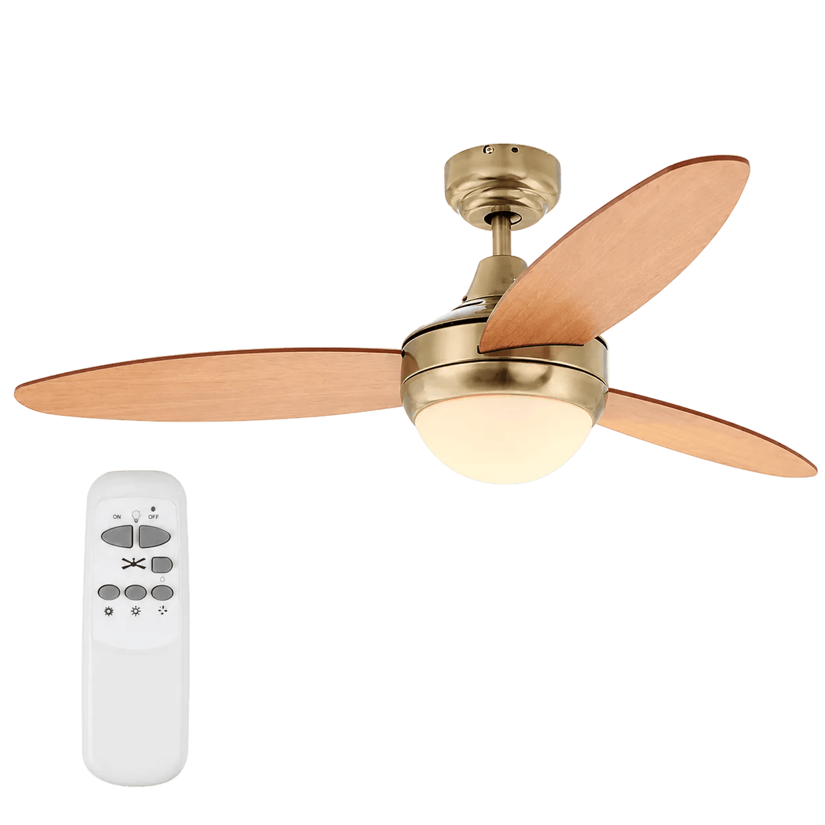 Swirl 3 Blade Antique Brass Ceiling Fan (Maple Cherry)