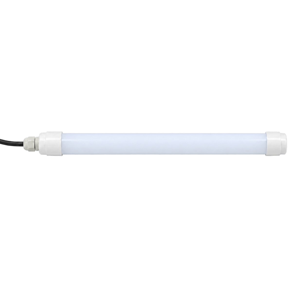 T8 IP65 2ft daylight fridge freezer LED tube with power lead, transparent background