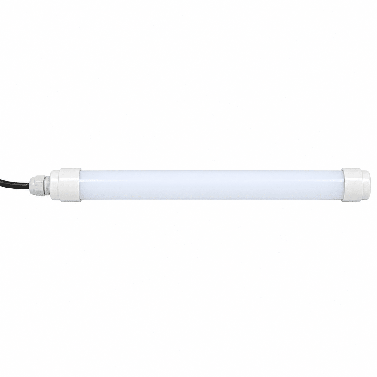 T8 IP65 2ft daylight fridge freezer LED tube with power lead on white background
