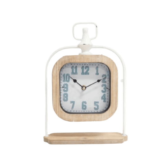 Table Clock - Wood Finish Black Numbers