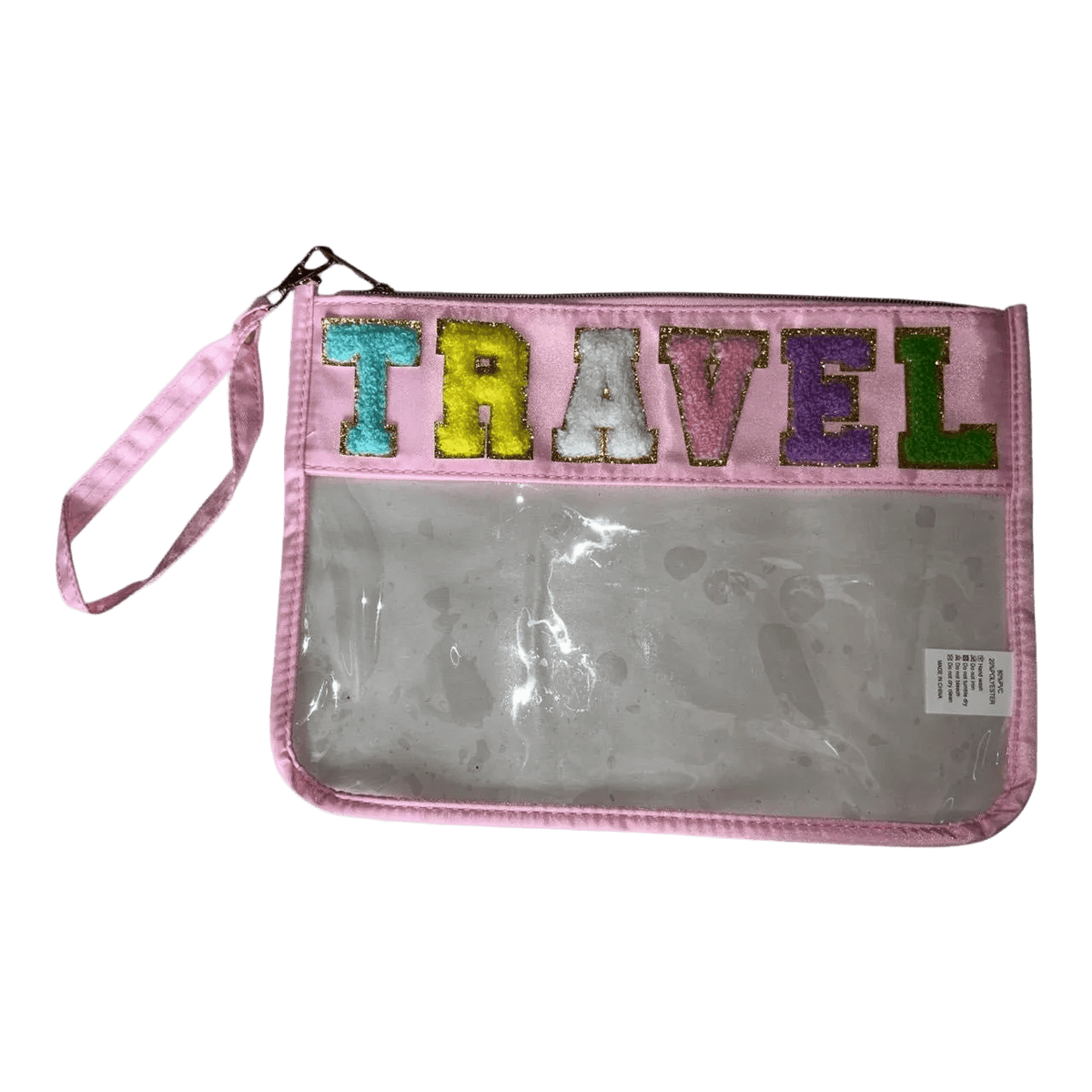 Travel Pink PVC Zip Bag