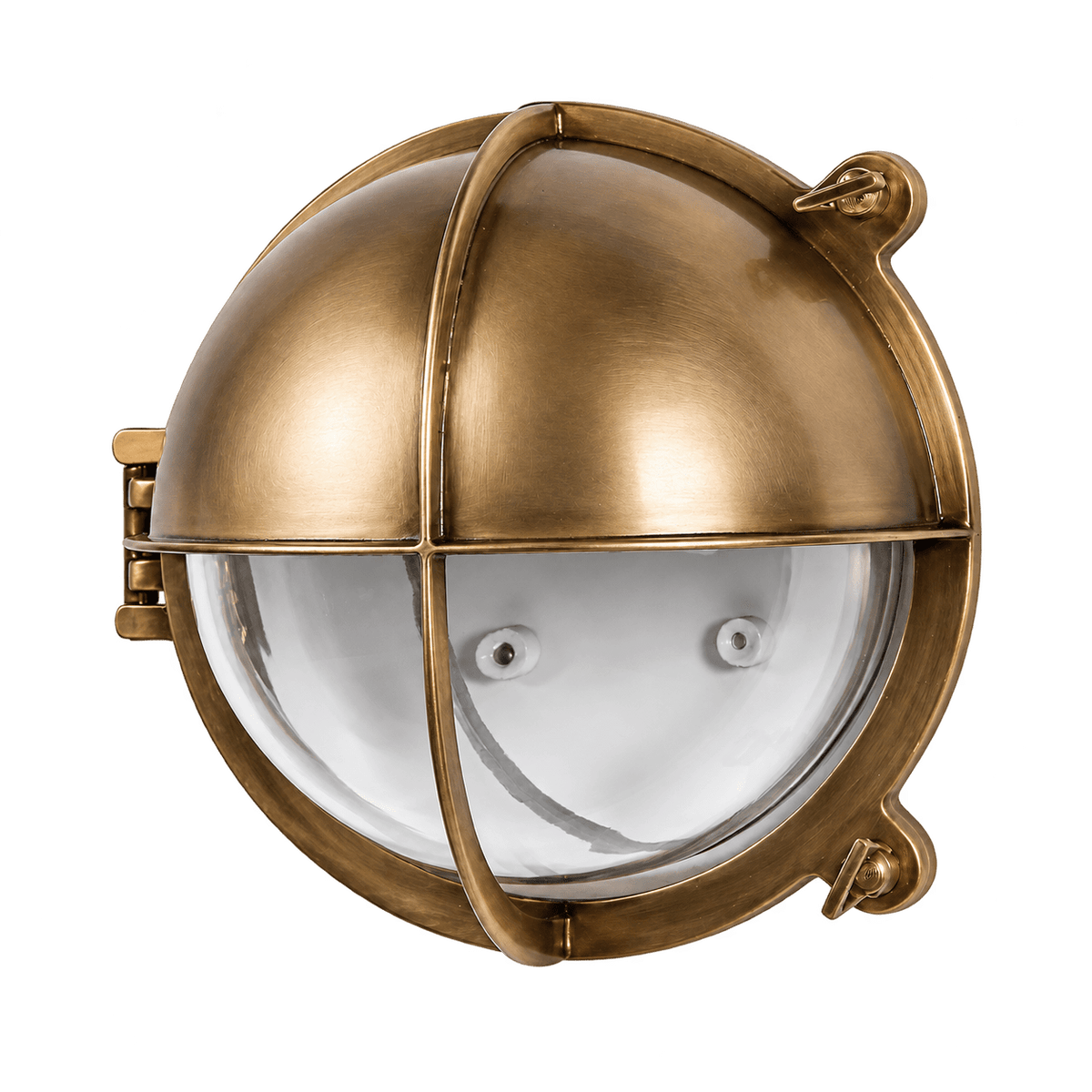 Antique brass outdoor wall light on a transparent background