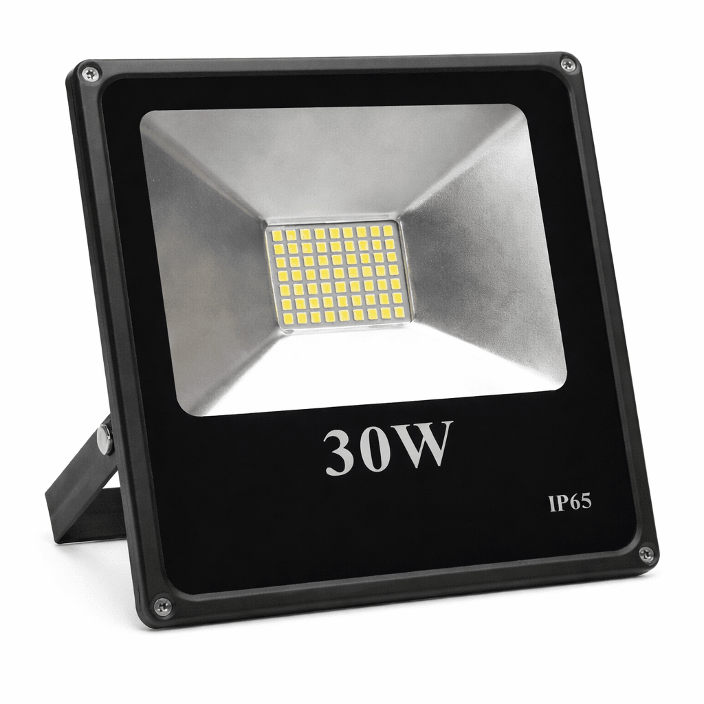 30W LED flood light with silver reflector and black casing