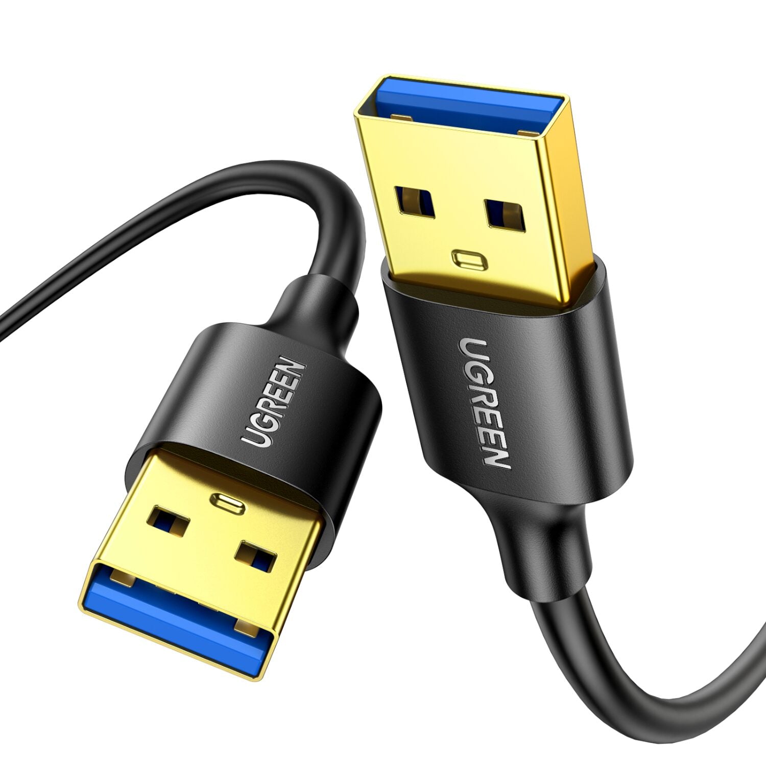 Black USB 3.0 Type-A male-to-male cable for 5Gbps data transfer