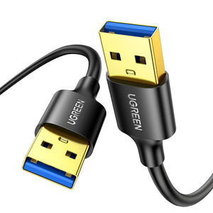 Black USB 3.0 Type-A male-to-male cable for 5Gbps data transfer