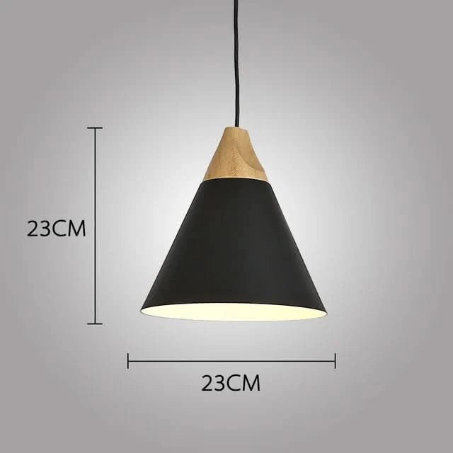 Pendant - Black & Wood 220mm