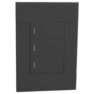 Veti 2 charcoal three-lever 2-way wall switch, transparent background