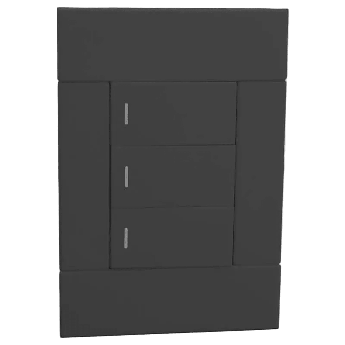 Veti 2 charcoal three-lever 2-way wall switch, white background