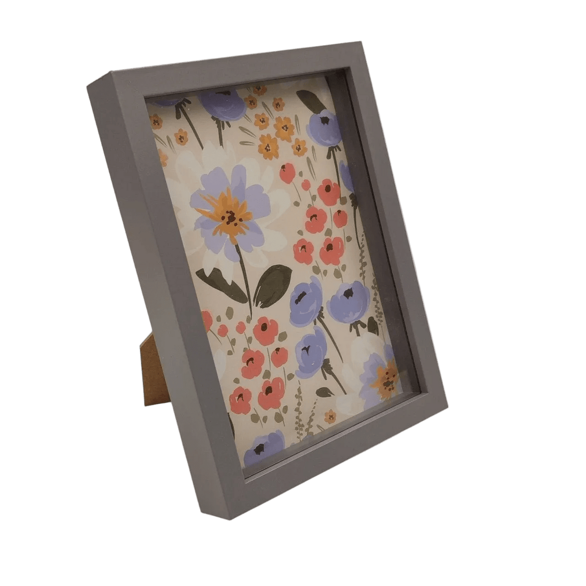 Vibrant Floral Grey-Bordered Photo Frame