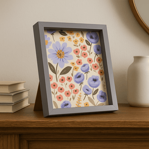 Vibrant Floral Grey - Bordered Photo Frame - Future Decor