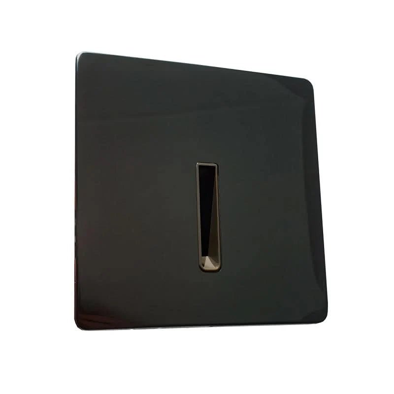 Black recessed indoor LED step light with a sleek design and a narrow light slot.