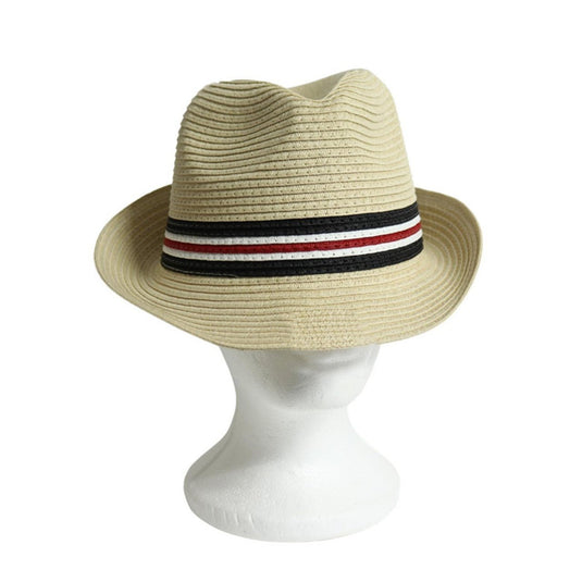 Weaved Hat - Fedora Red White Black Belt - Future Decor