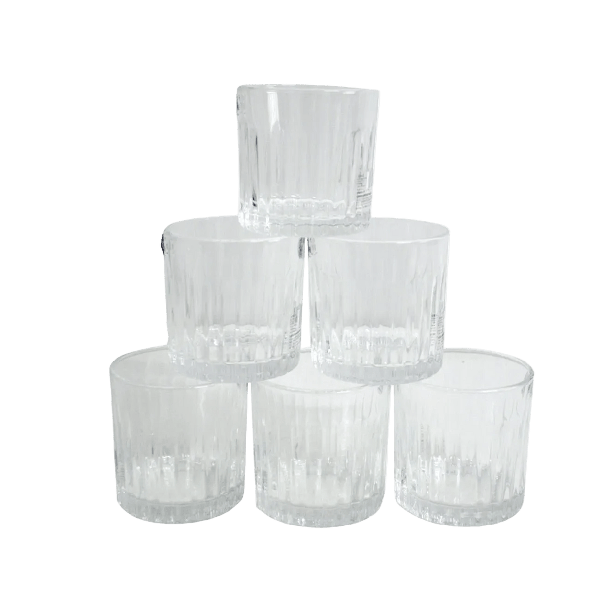 Whiskey Tumbler Set of 6 - Clear Lines Pattern