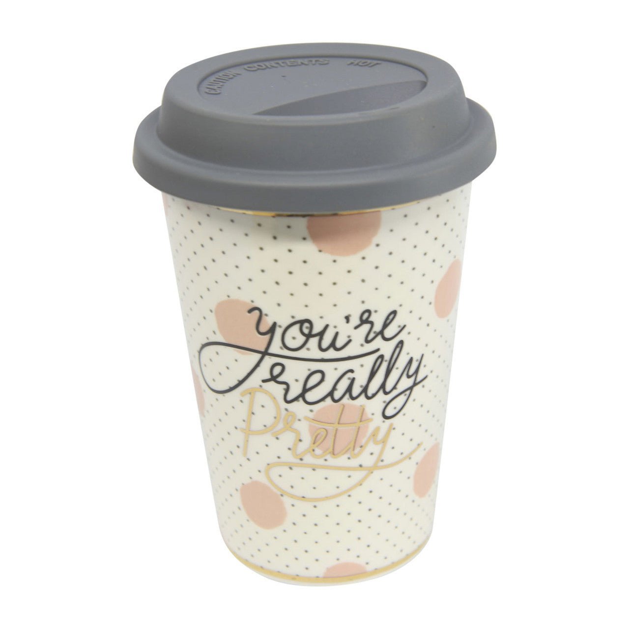 White Ceramic Travel Mug with "You're Really Pretty" Design - Future Decor