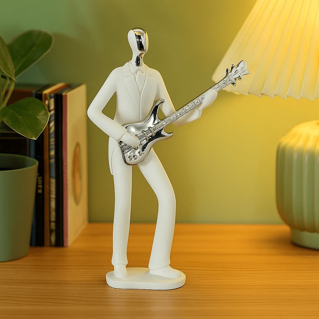 White Guitarist Figurine 27cm - Future Decor