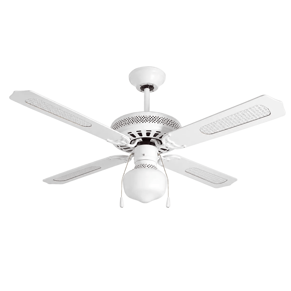 White Rattan Ceiling Fan with Light