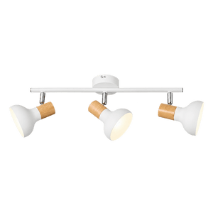 3 Light White Metal with Wood Finish & Polished Chrome Spotlight