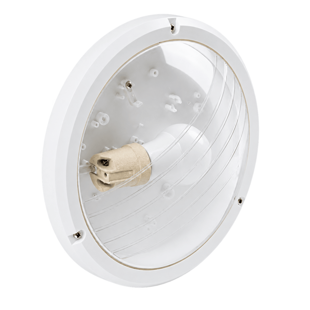 White Round LED Bulkhead Light – 6W IP44 product image on a transparent background