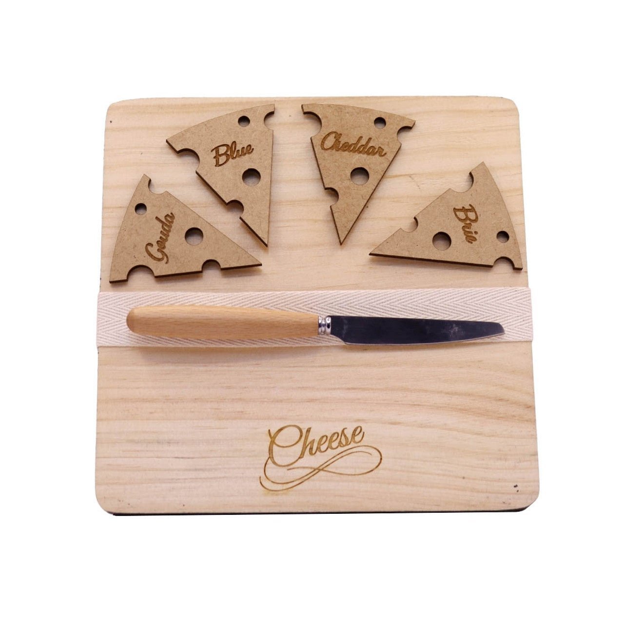 Wooden Cheese Board with 4 Cheese Pegs - Sage Smoke - Future Decor