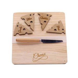 Wooden Cheese Board with 4 Cheese Pegs - Sage Smoke - Future Decor