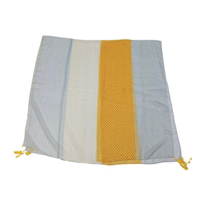 Yellow, Blue, and Cream Patterned Scarf - Future Decor