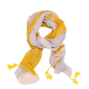 Yellow, Blue, and Cream Patterned Scarf - Future Decor