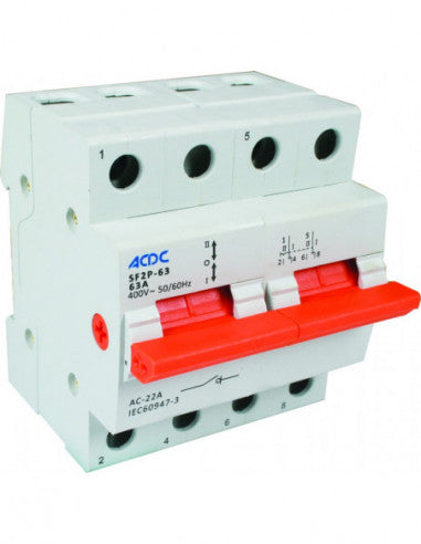 2 Pole 63A DIN Changeover Switch - Future Light - LED Lights South Africa