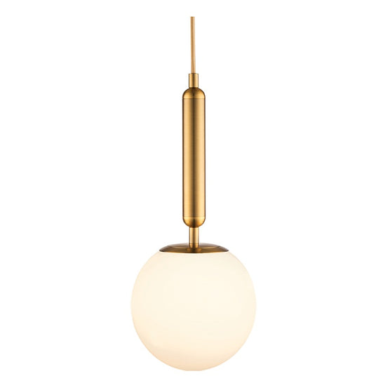Fizz Pop Frosted White Glass and Antique Brass Pendant - Future Light - LED Lights South Africa