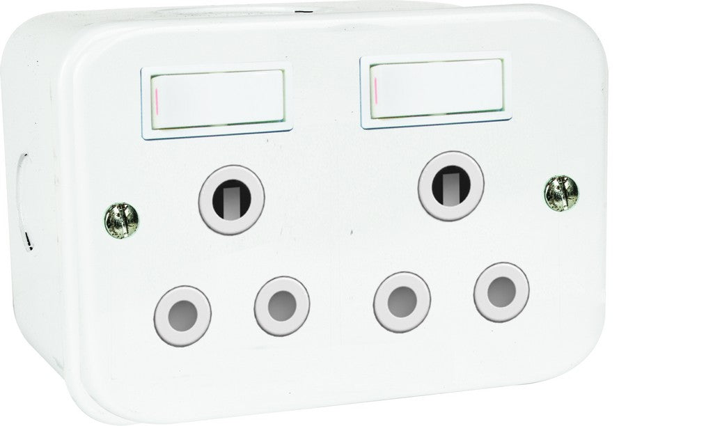 Industrial Metal Clad Switched Socket Double - Future Light - LED Lights South Africa