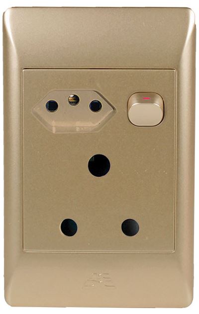 Champagne 1 x 16A, 1 x Euro Switched Socket (4X2) - Future Light - LED Lights South Africa